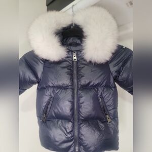 Mackage Moragan Navy Baby Hooded Down Puffer Jacket Coat Size 18M NWOT